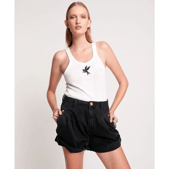 One Teaspoon Worn Black Denim Streetwalkers High Waist Jean Shorts Women's 29 - Picture 1 of 8